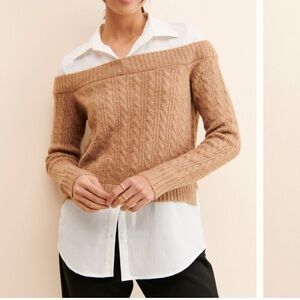 Anthropologie Off-Shoulder Sweater - Brown